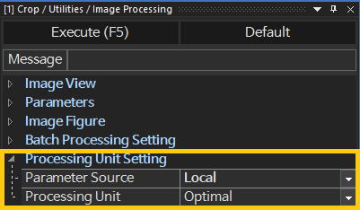 Algorithm 별 Processing Unit Setting