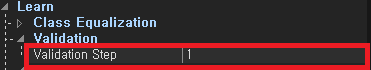 Validation Step setting