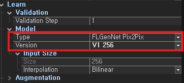 GUI에서 사용할 모델을  설정하는 Dropdown List